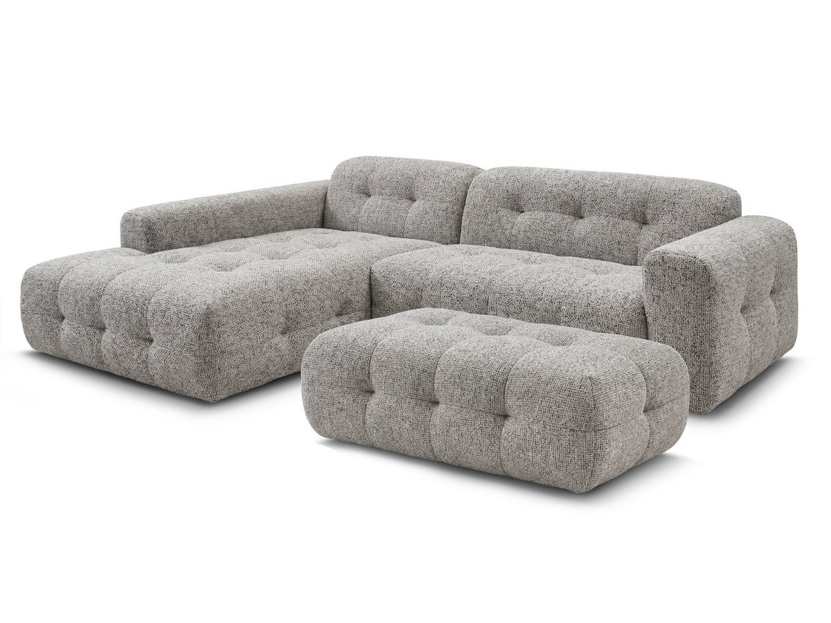 Bobochic Laura Ecksofa mit großem Pouf Melange-Stoff Taupe Ecke links