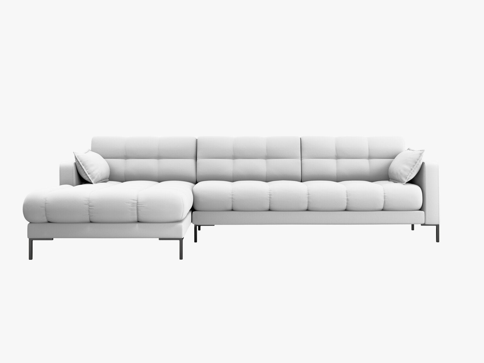 Micadoni Ecksofa Mamaia 5-Sitzer Links Strukturierter Stoff Neve Hellgrau schwarze Beine