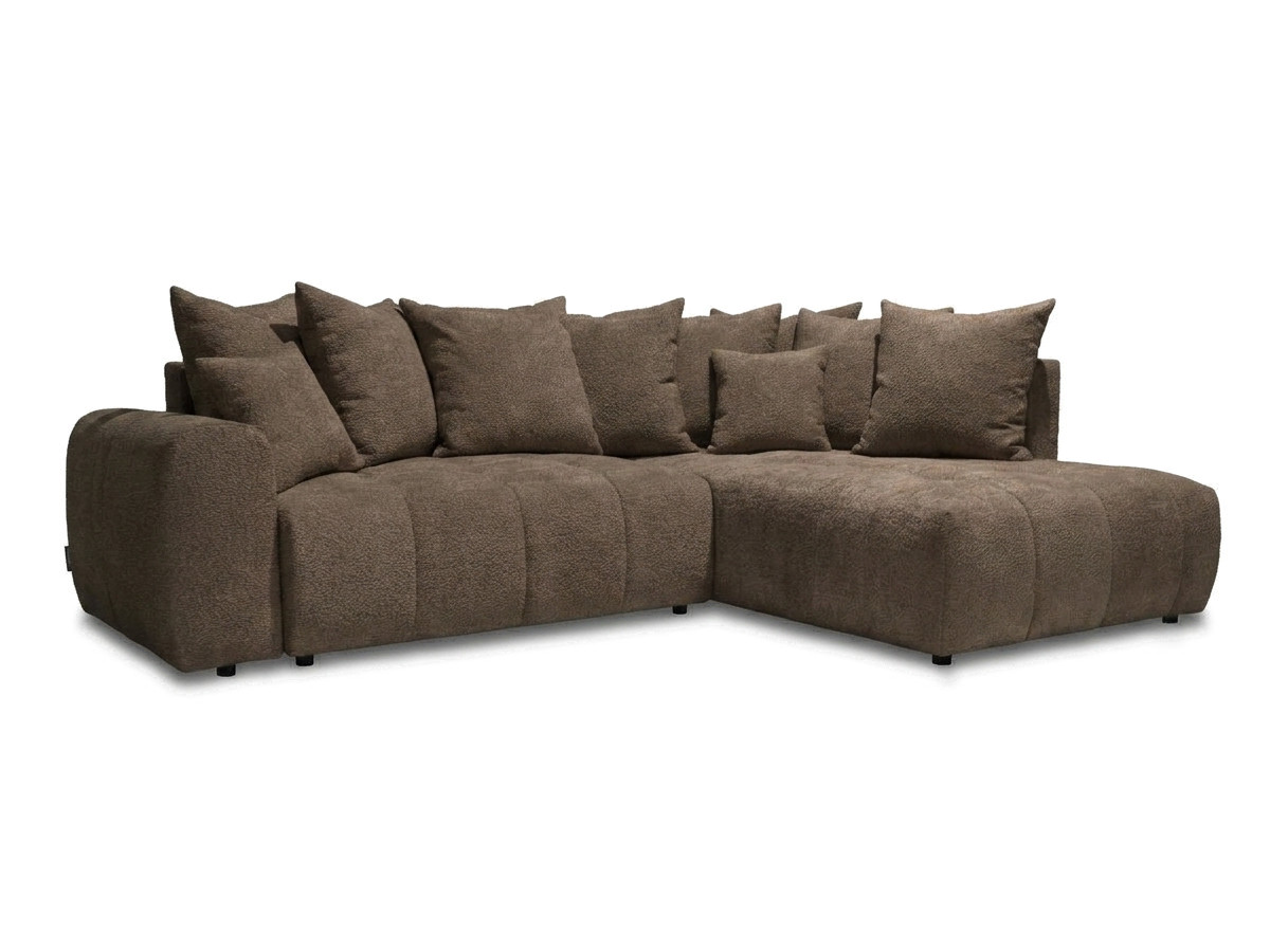 Bobochic Roxelane Ecksofa mit Schlaffunktion und Bettkasten Bouclé-Stoff Braun Ecke rechts