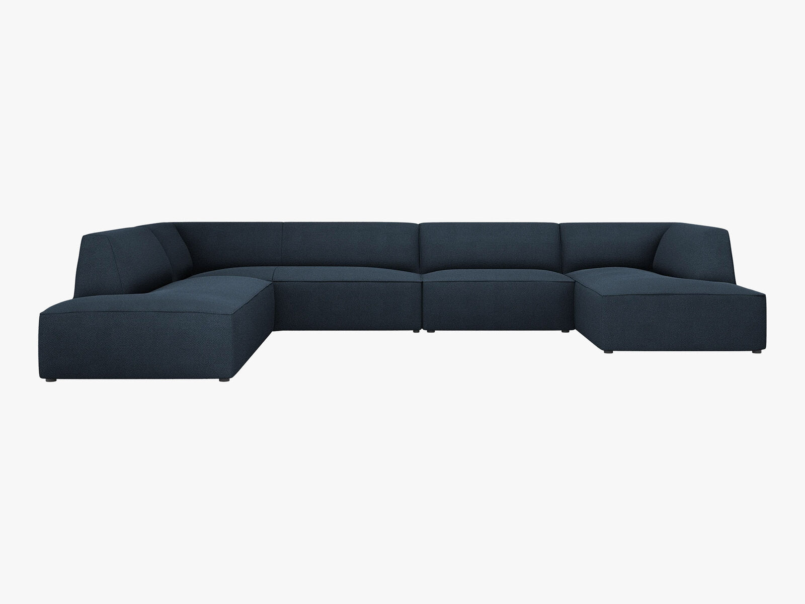 Micadoni Panorama-Ecksofa Ruby 7-Sitzer Links Strukturierter Stoff Ottawa Marineblau