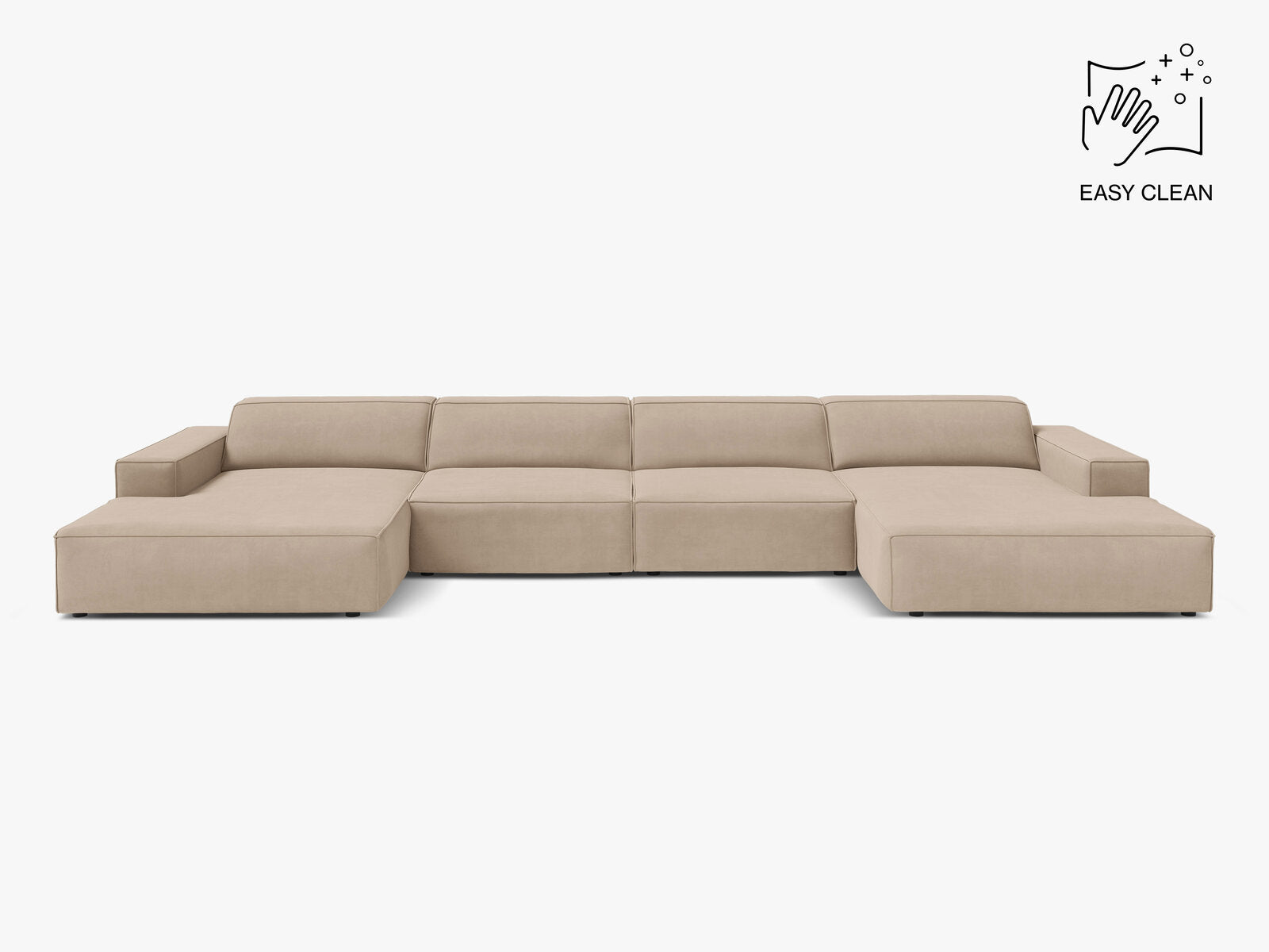 Micadoni Panorama-Sofa Jodie 6-Sitzer Samt Venus Beige