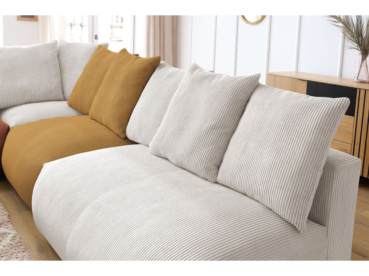 Bobochic Voltaire Ecksofa mit Pouf 322 × 268 cm Cordsamt Mehrfarbig Ecke links