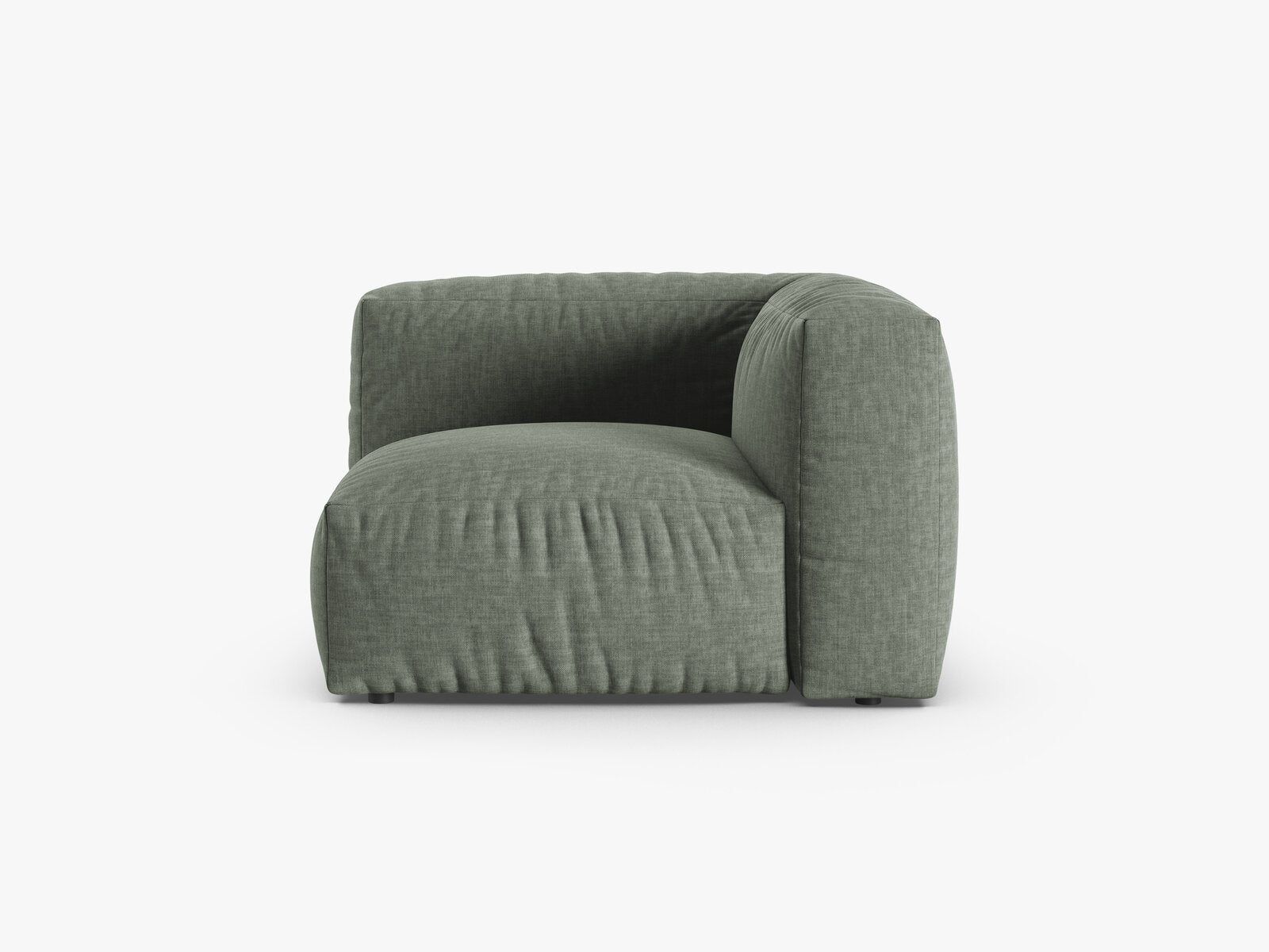 Micadoni symmetrisches Eckmodul Martina 1-Sitzer 90cm Sitztiefe Strukturierter Stoff Boston Moßgrün