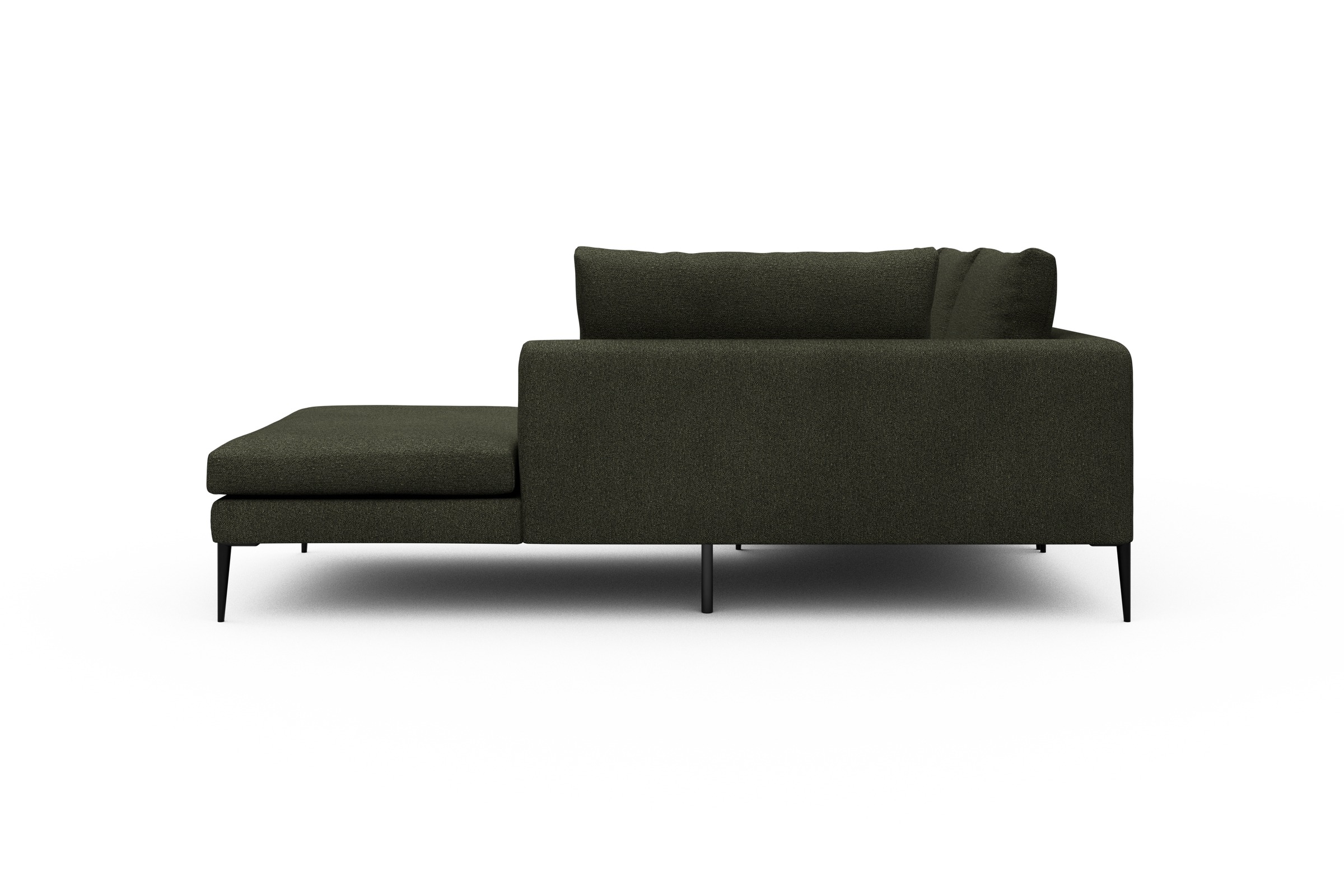 Ecksofa Paul Relax-Ecke rechts mit 2-Sitzer Boucle-Forest-Green