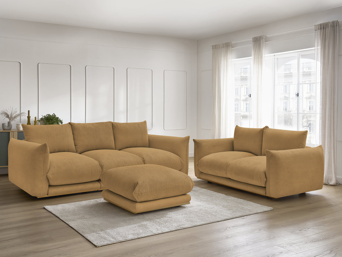 Bobochic Ernest Sofa 5-Sitzer mit Pouf Cordsamt Gelb