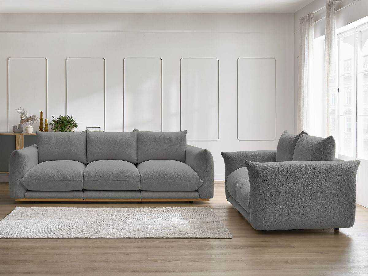 Bobochic Ernest Sofa 5-Sitzer Bouclé-Stoff Dunkelgrau