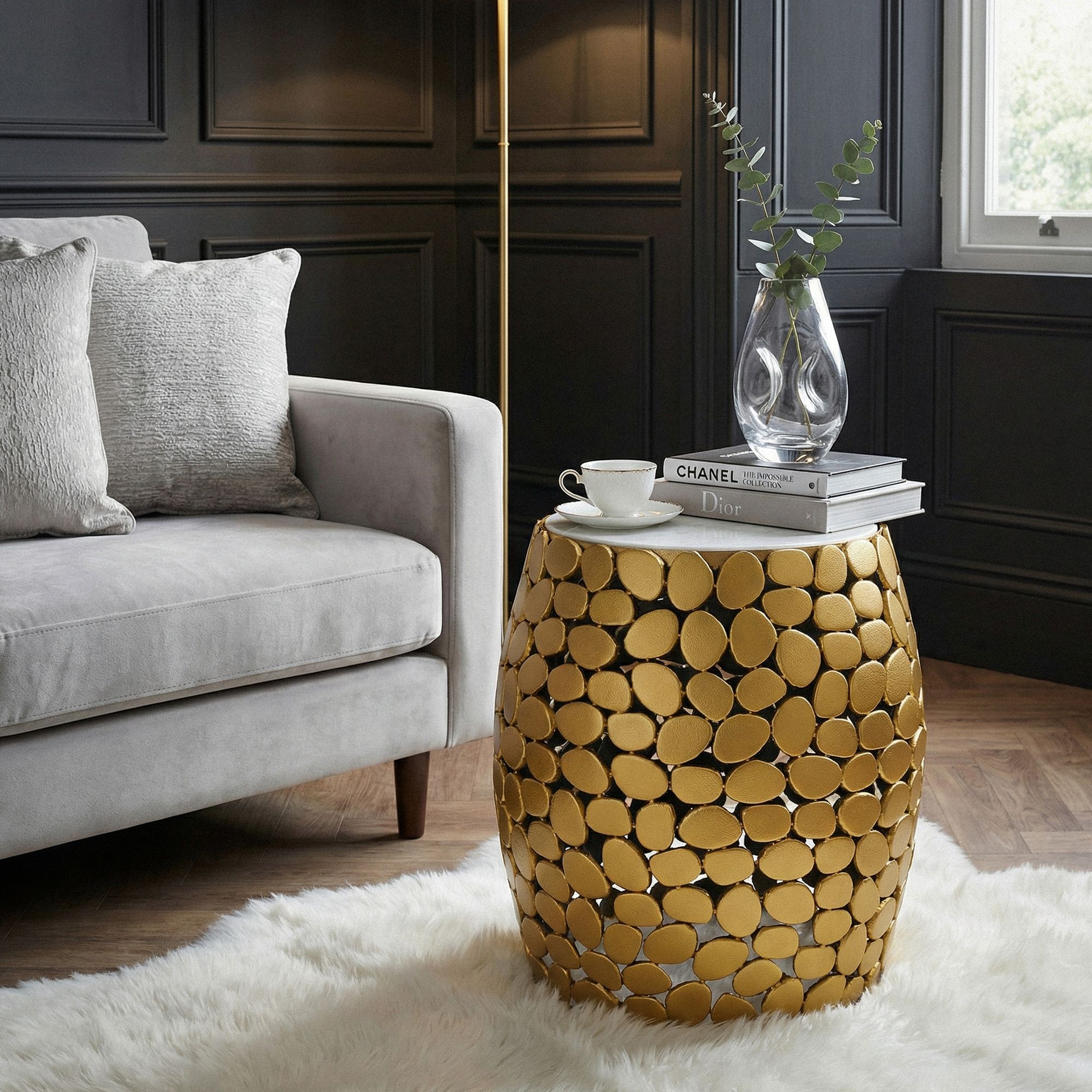 Beistelltisch Borga Marmor Gold Ø 40 cm