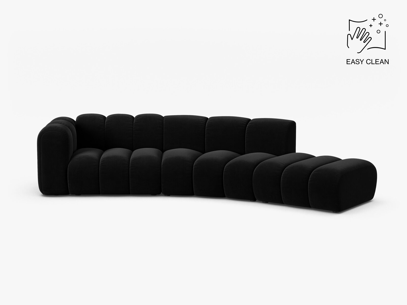 Micadoni Modulares Sofa Lupine 5-Sitzer Samt Venus Schwarz Rechts