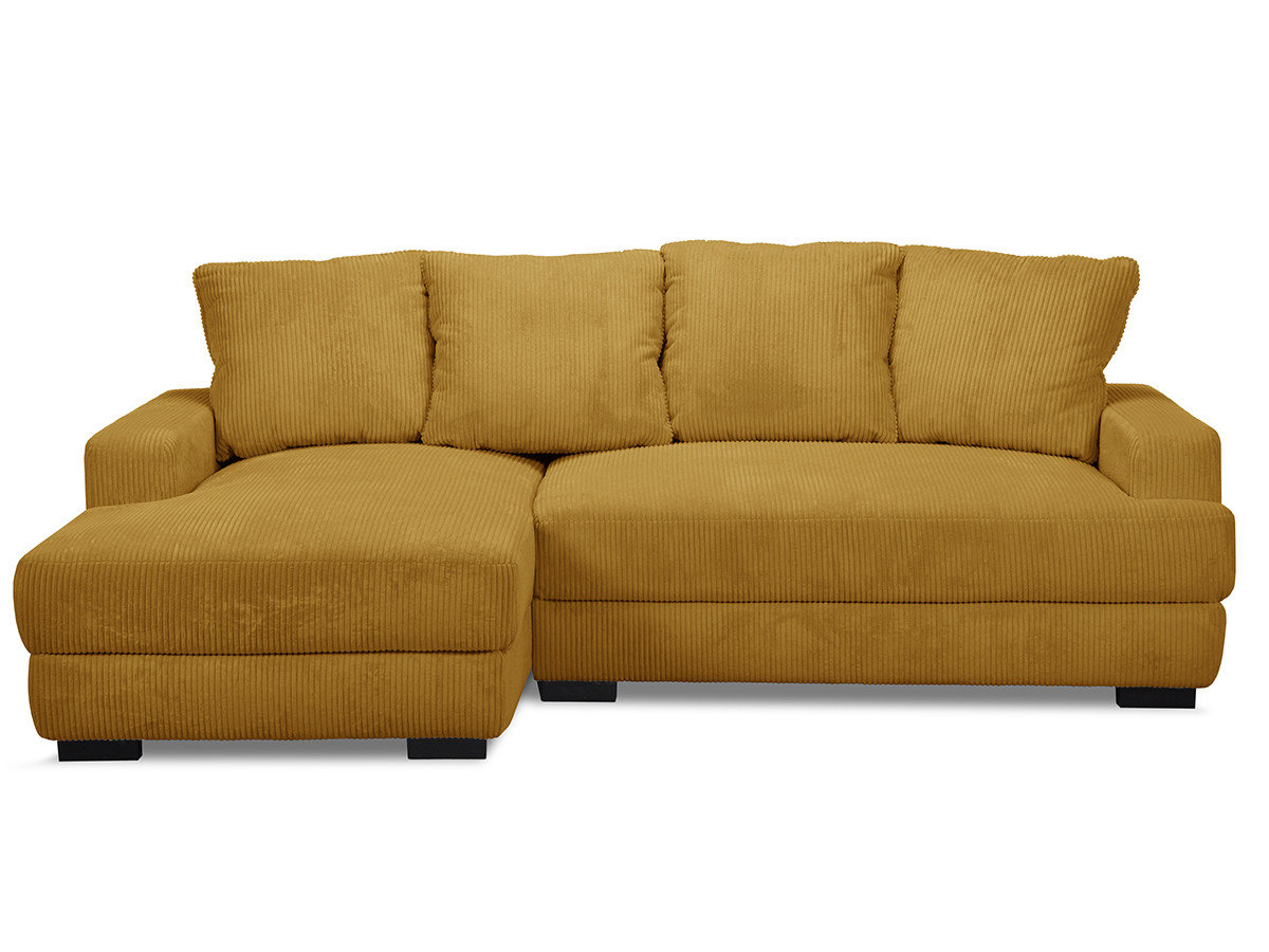 Bobochic Campi Ecksofa mit Schlaffunktion und Bettkasten Cordsamt Gelb Ecke links