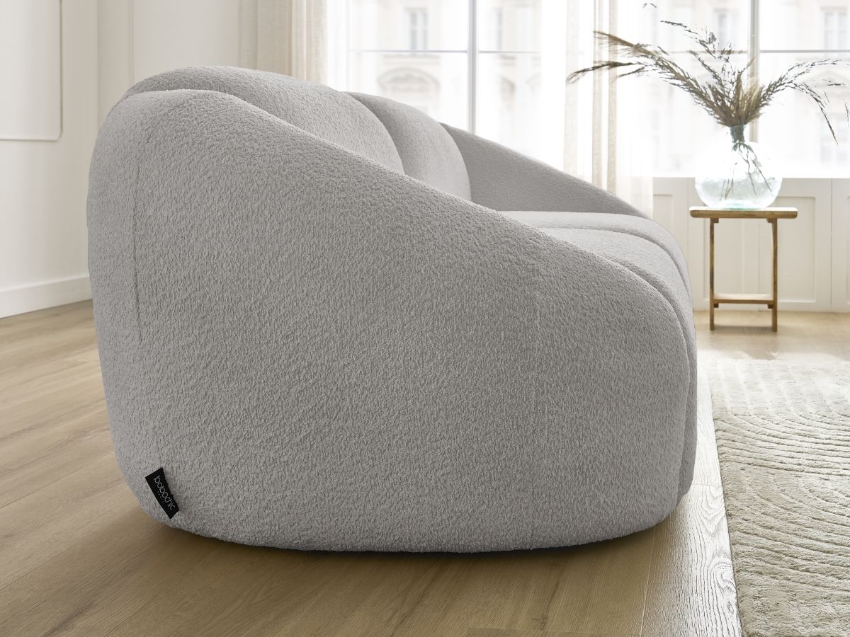 Bobochic Tina Sofa 2-Sitzer Bouclé-Stoff Hellgrau