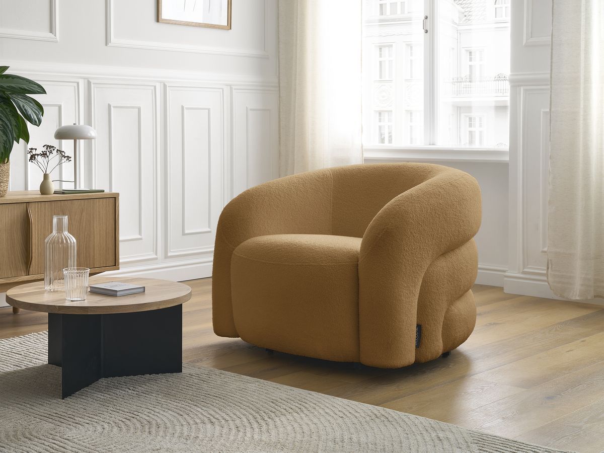 Bobochic Elina Sessel Bouclé-Stoff Gelb