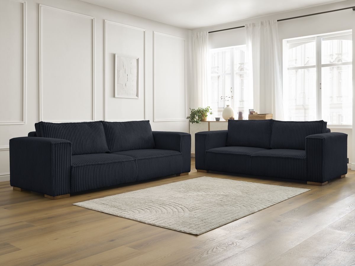 Bobochic Chelsea Sofa 5-Sitzer Breitcord weich Schwarz