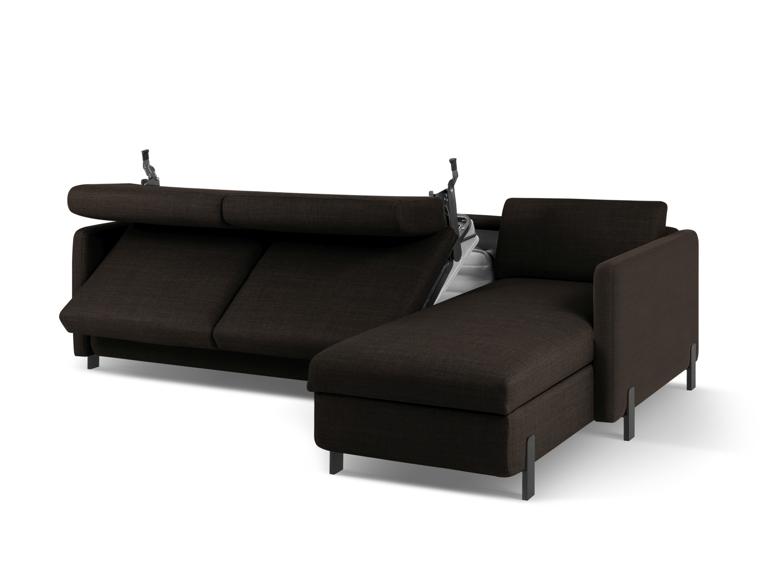 Micadoni Schlaf-Ecksofa Gloria 4-Sitzer Rechts Strukturierter Stoff Dunkelgrau 205x140