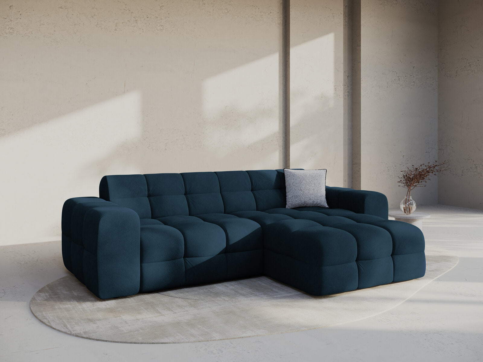 Micadoni Ecksofa Kendal 4-Sitzer Rechts Samt Magic Velvet Marineblau