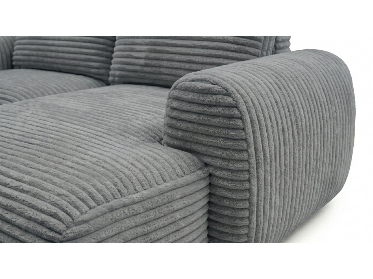 Bobochic Lucien Ecksofa mit Schlaffunktion und Bettkasten Breitcord weich Dunkelgrau Ecke rechts