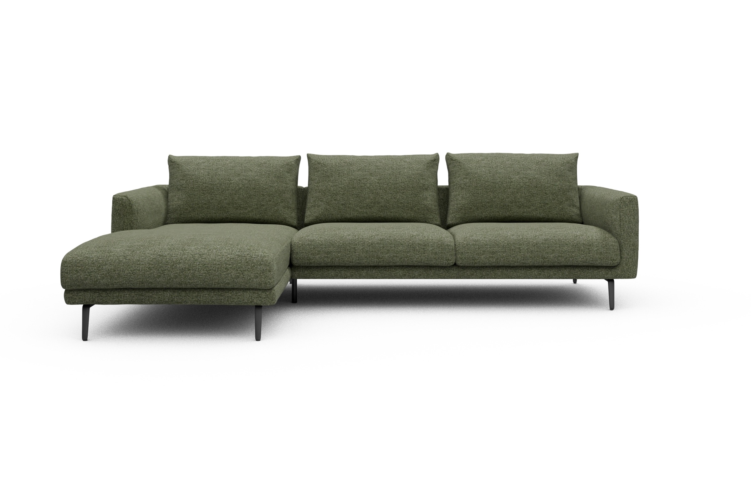 Skandi Home Ecksofa Karl Chaiselongue links mit 2,5-Sitzer Carreno-Vivid-Green moebelfaktor