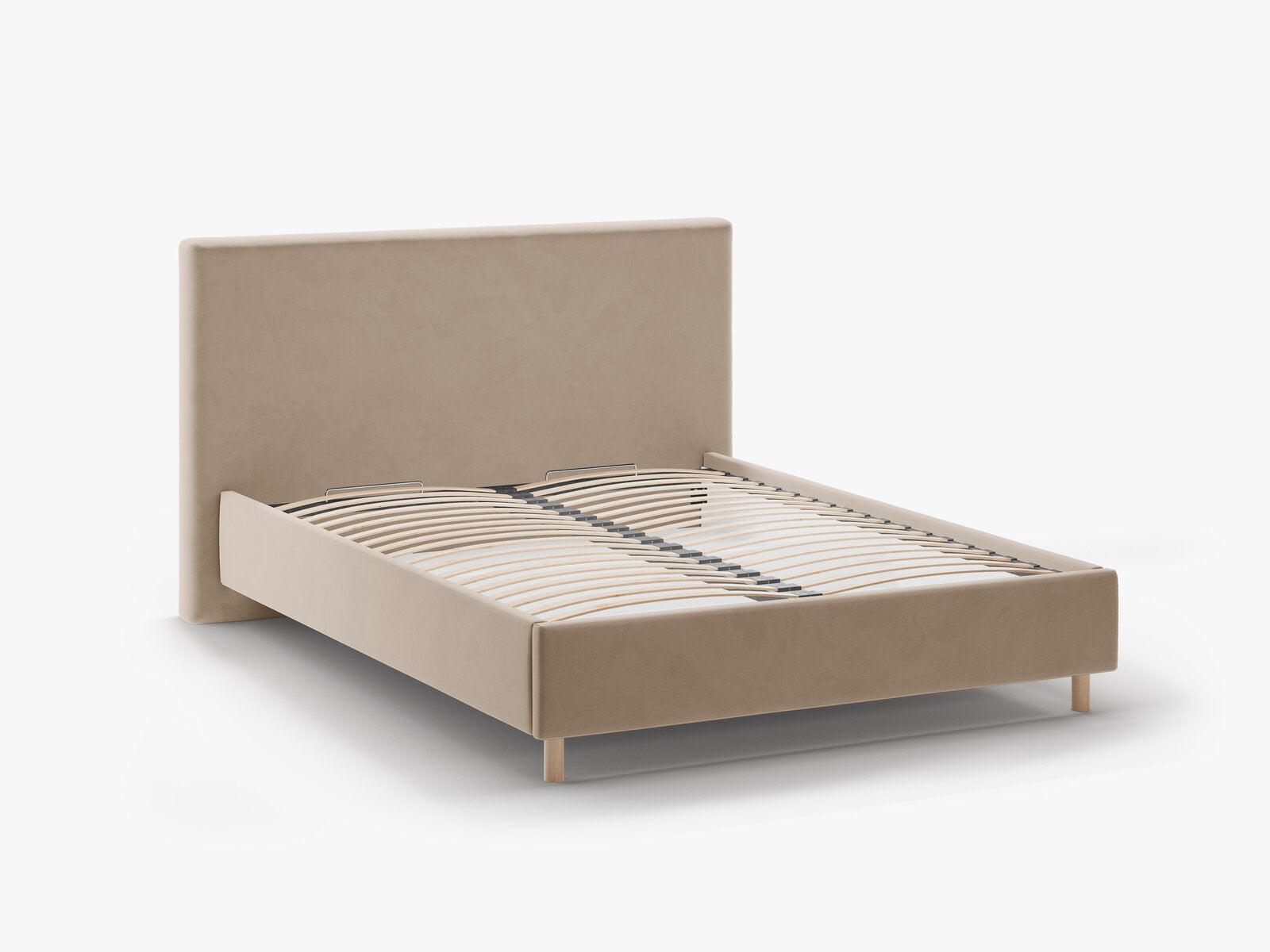 Micadoni Stauraumbett mit Kopfteil Eloise Samt Magic Velvet Mandel Beige 140x200