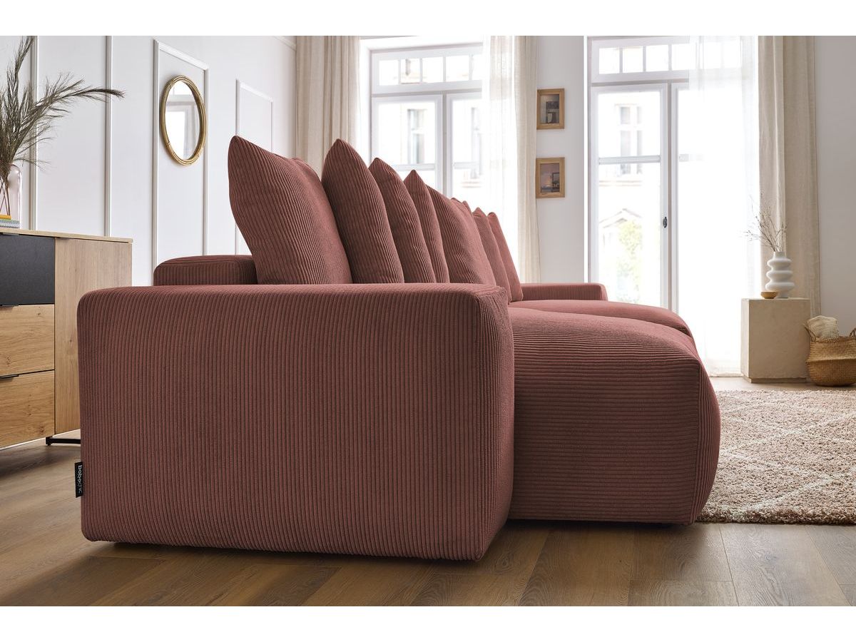 Bobochic Voltaire Wohnlandschaft 420 × 165 cm Cordsamt Rosa