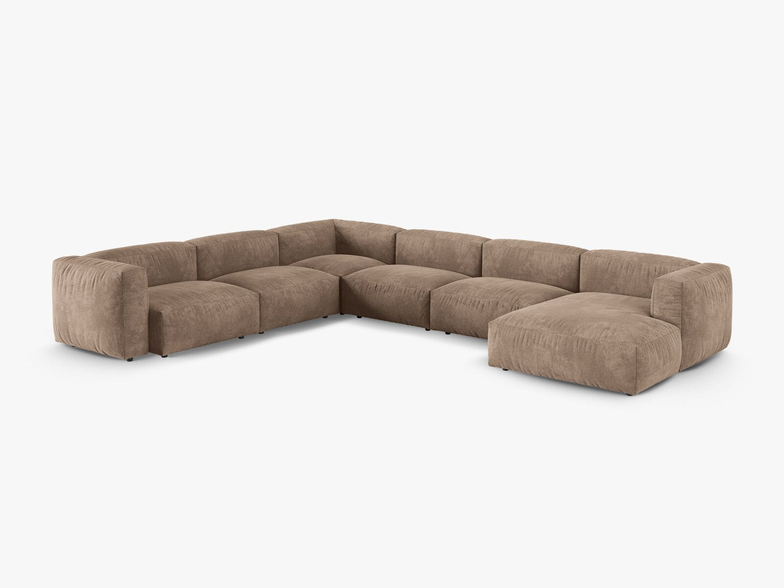 Micadoni modulares Ecksofa XL Martina 6-Sitzer 90cm Sitztiefe Links Samt Vogue Dunkelbeige