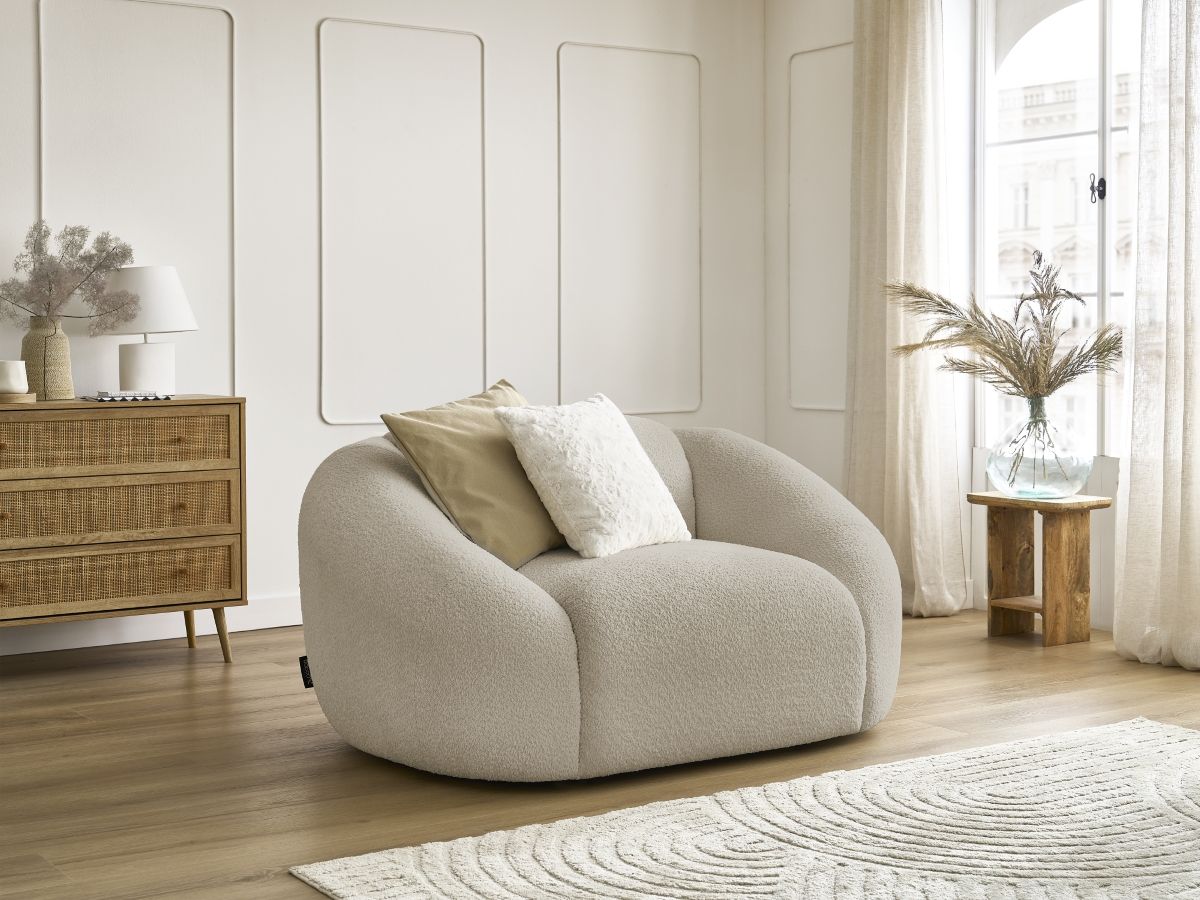 Bobochic Tina Sessel Bouclé-Stoff Beige