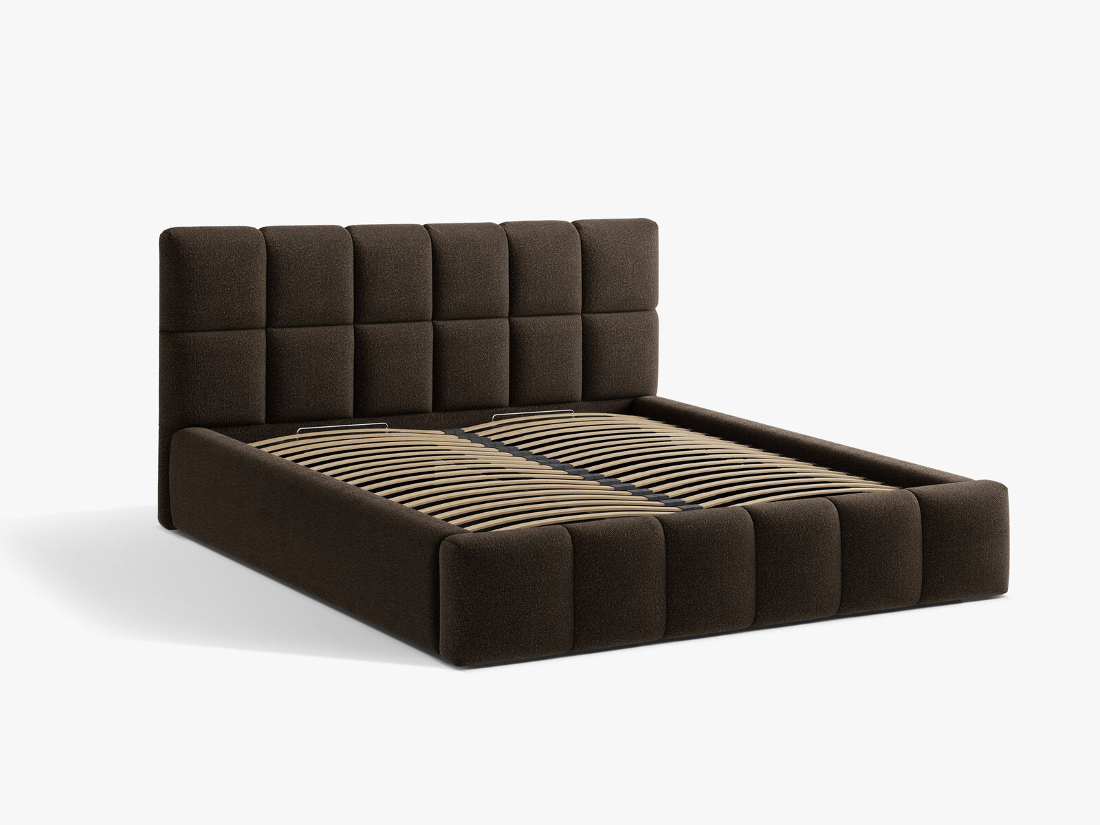 Micadoni Stauraumbett mit Kopfteil Bellis Boucle Baloo Braun