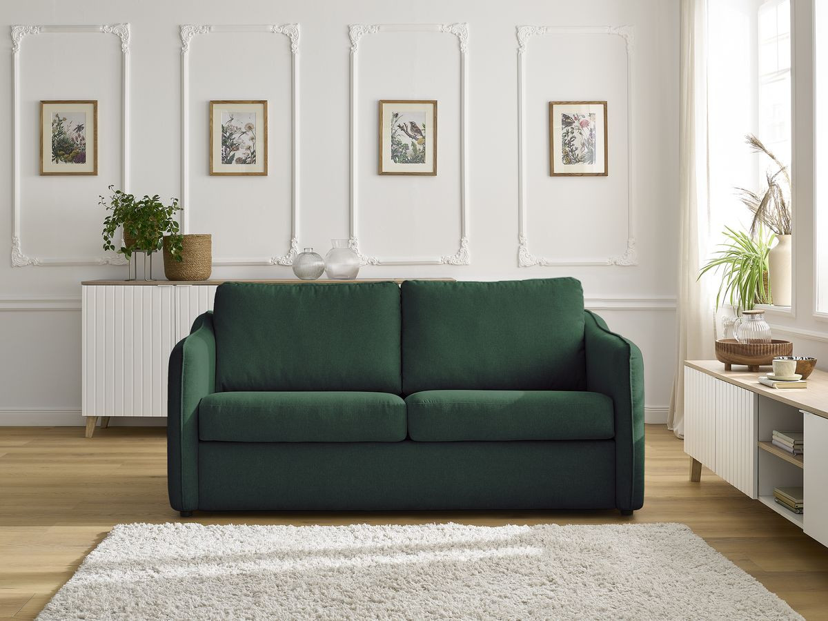 Bobochic Lenny Schlafsofa 3-Sitzer Stoff Grün