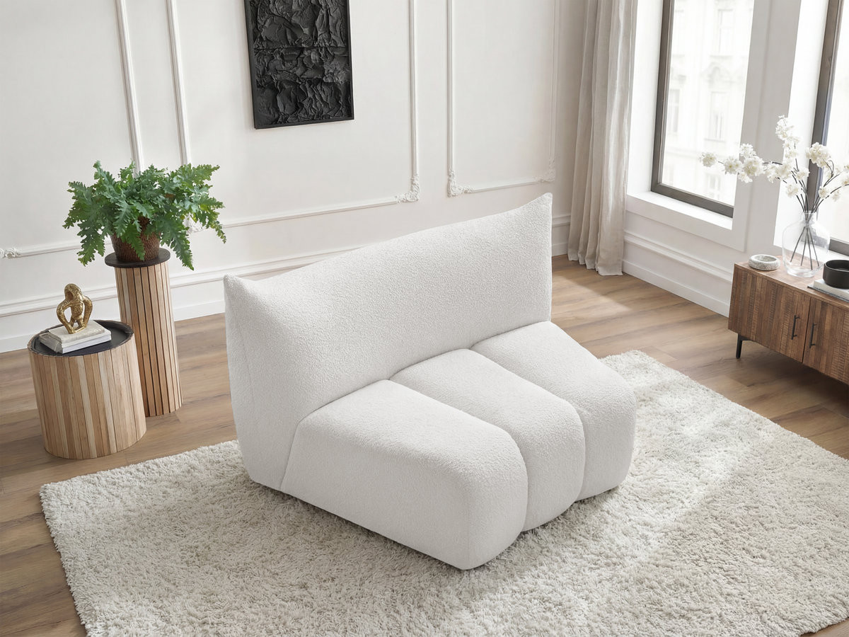 Bobochic Azra Sofamodul 1-Sitzer Bouclé-Stoff Weiß