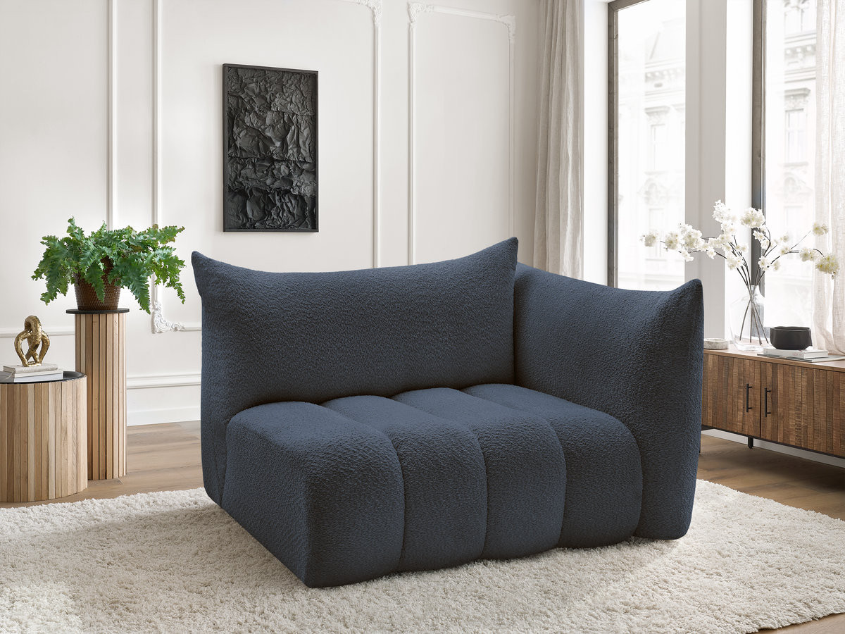 Bobochic Azra Sofamodul 2-Sitzer 143 × 112 cm Bouclé-Stoff Dunkelblau Ecke rechts