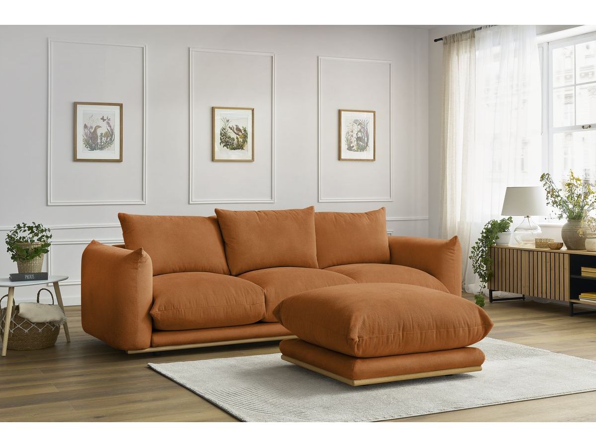 Bobochic Ernest Sofa 4-Sitzer mit Pouf Stoff Orange