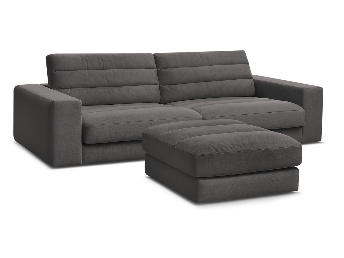 Bobochic Sierra Sofa 4-Sitzer mit Pouf Samt Schwarz