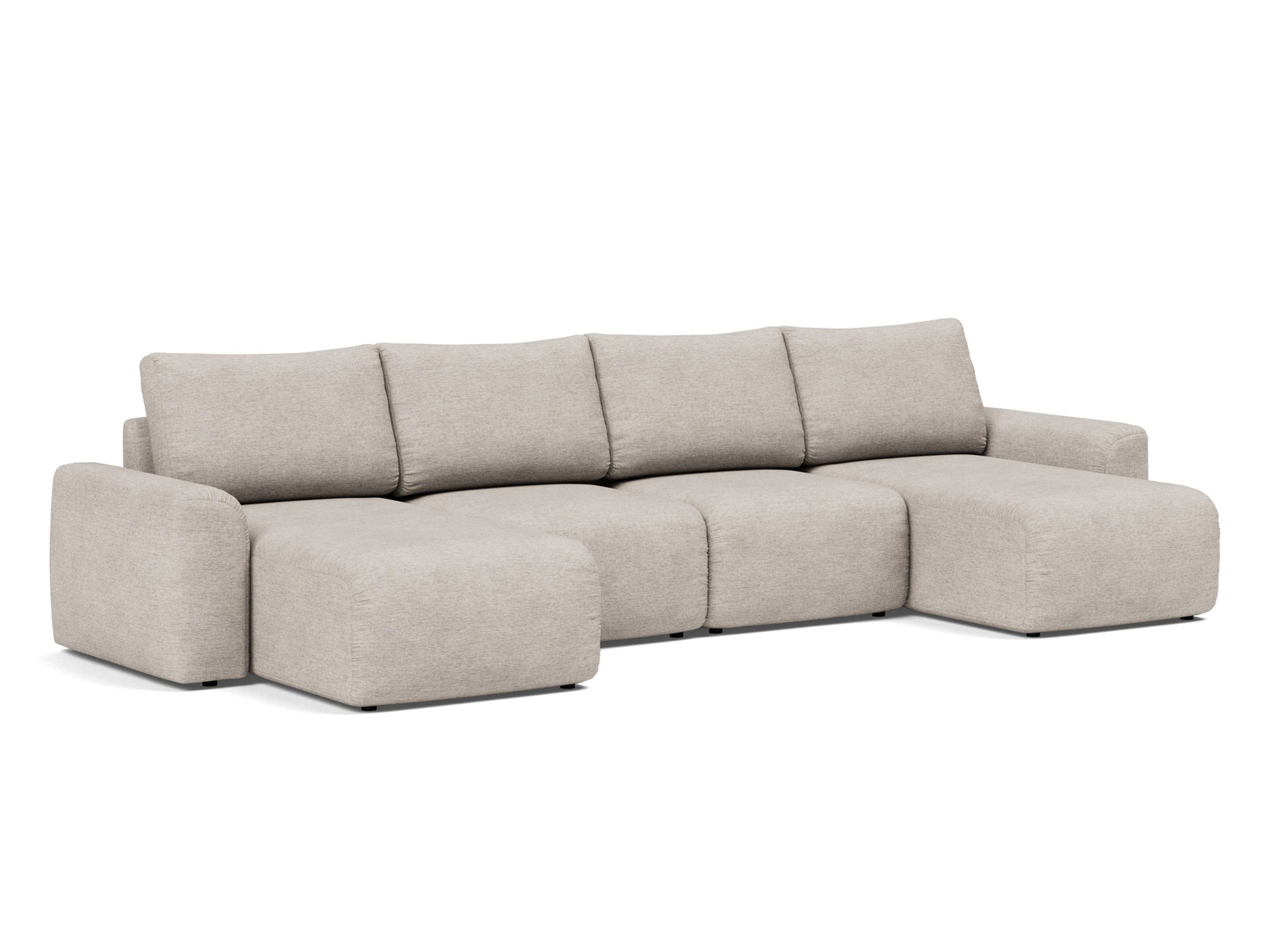 Schlafsofa Norum U-Form mit Chunky-Armlehnen Chenille Yuveno 471-Sand