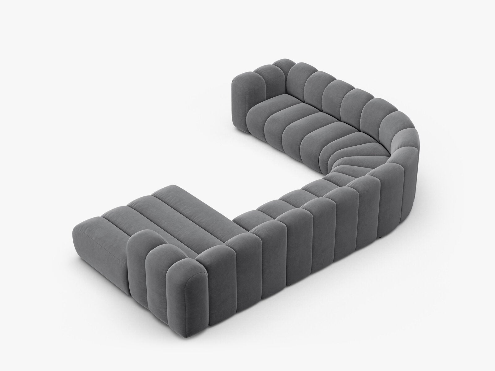Micadoni Modulares Panorama Ecksofa Lupine 6-Sitzer Links Samt Salvador Grau