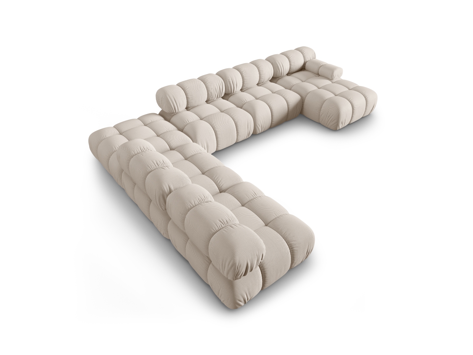 Micadoni Modulares Panorama Ecksofa Bellis 7-Sitzer Links 3D-Stoff Sonic Helles Beige