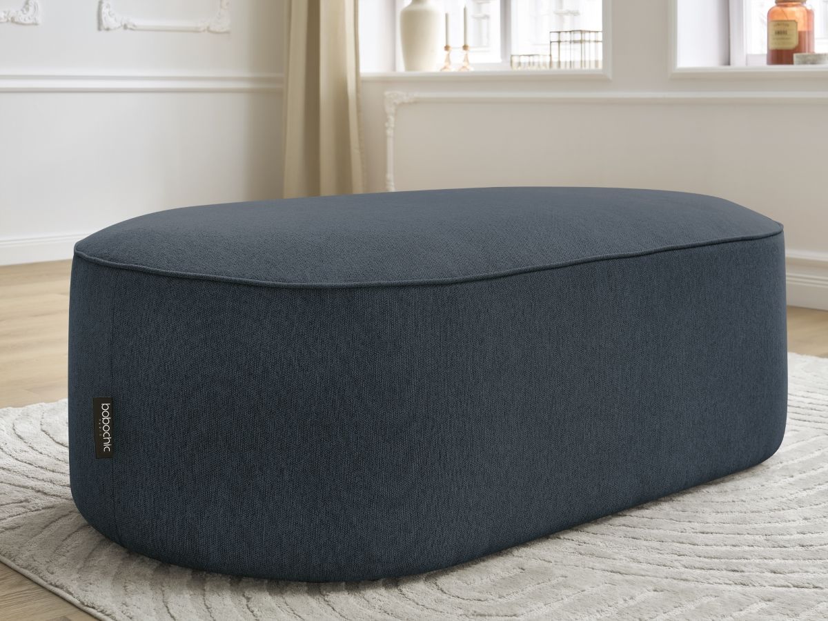 Bobochic Rousseau Pouf Melange-Stoff Dunkelblau