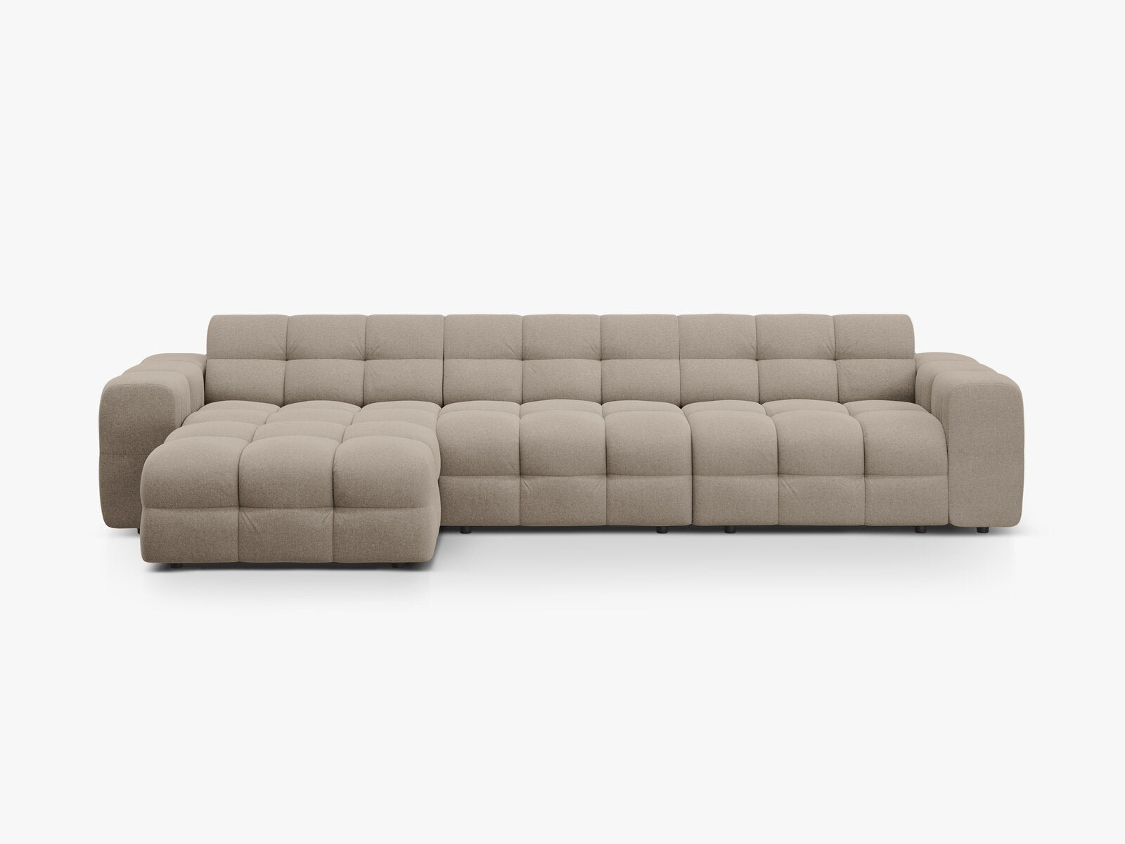 Micadoni Ecksofa Kendal 5-Sitzer Links Strukturierter Stoff Dunkelbeige