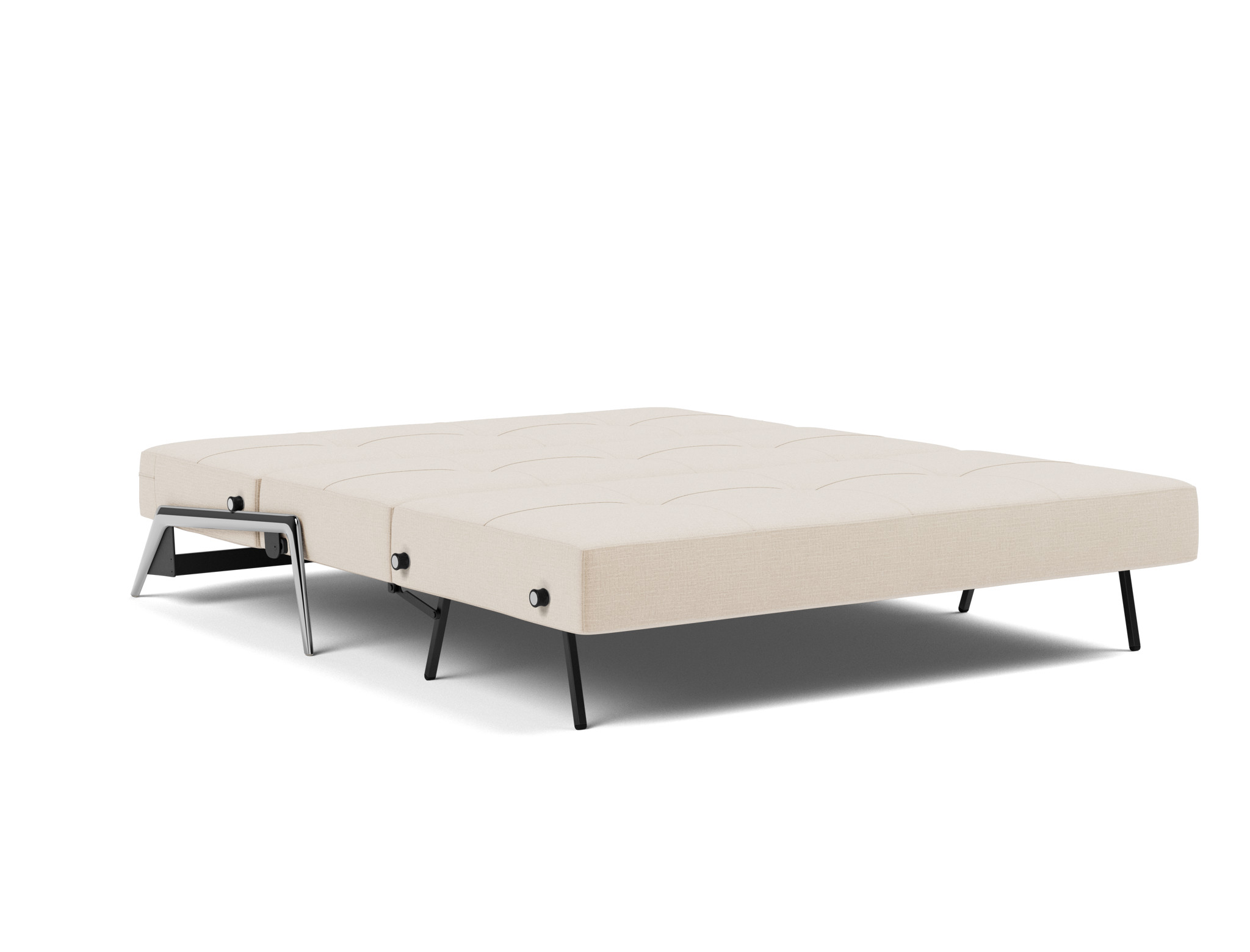 Schlafsofa Cubed 160 Chenille Esina 410-Almond-Beige Beine Aluminium