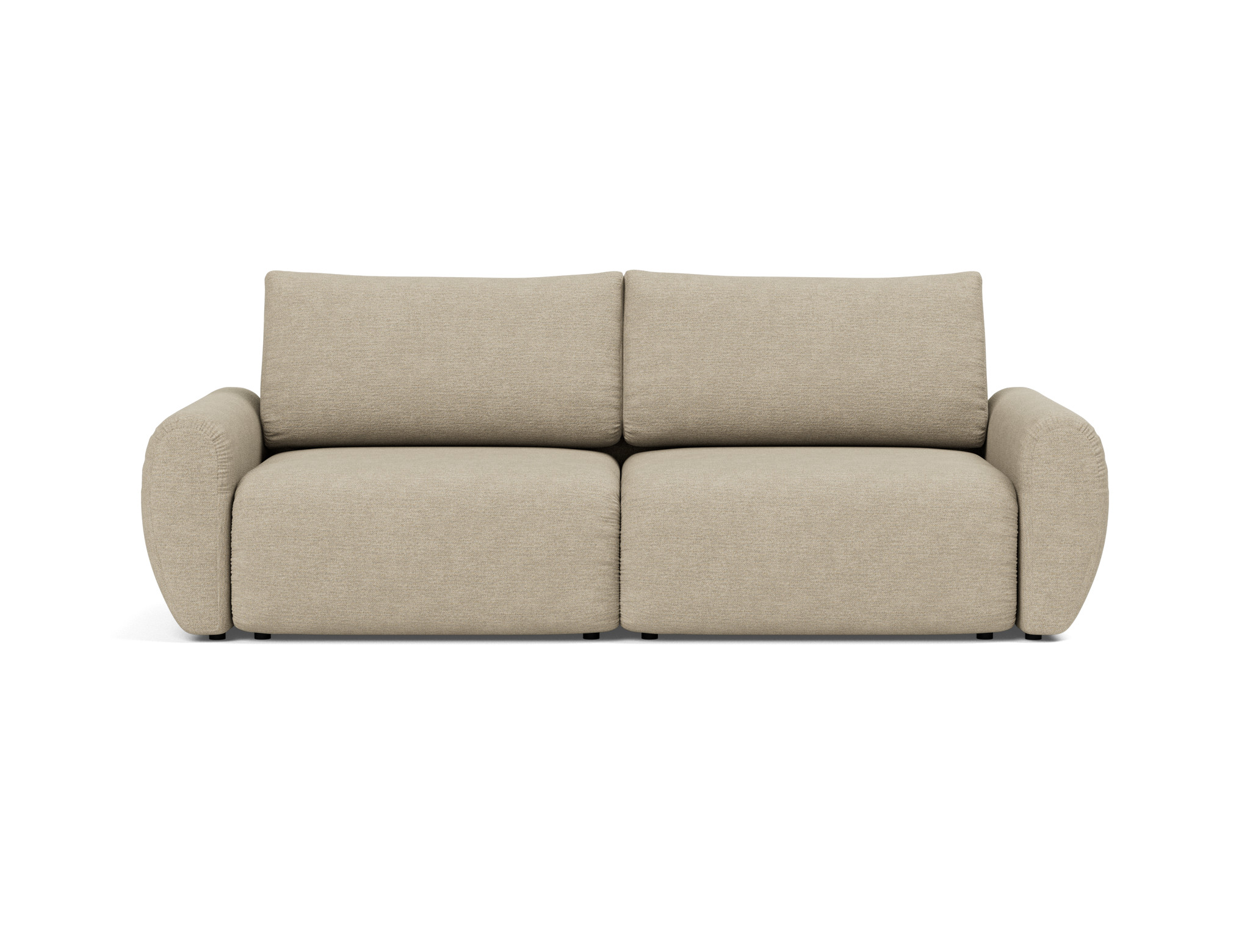 Schlafsofa Norum mit Curve-Armlehnen Strukturierter Stoff Taura 356-Sand