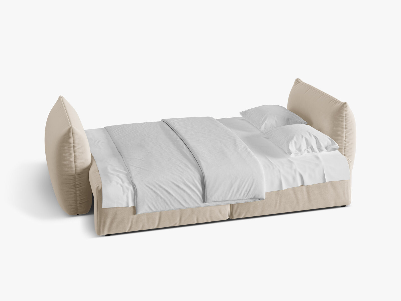 Micadoni Bloom Schlafsofa 3-Sitzer mit Bettkasten Samt Casino Helles Beige