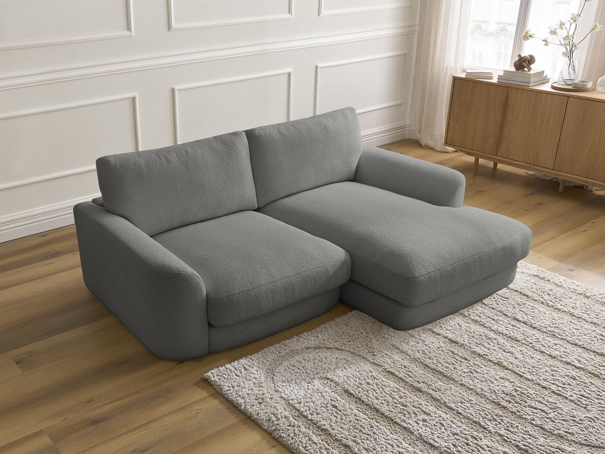Bobochic Leonore Ecksofa Bouclé-Stoff Dunkelgrau Ecke rechts
