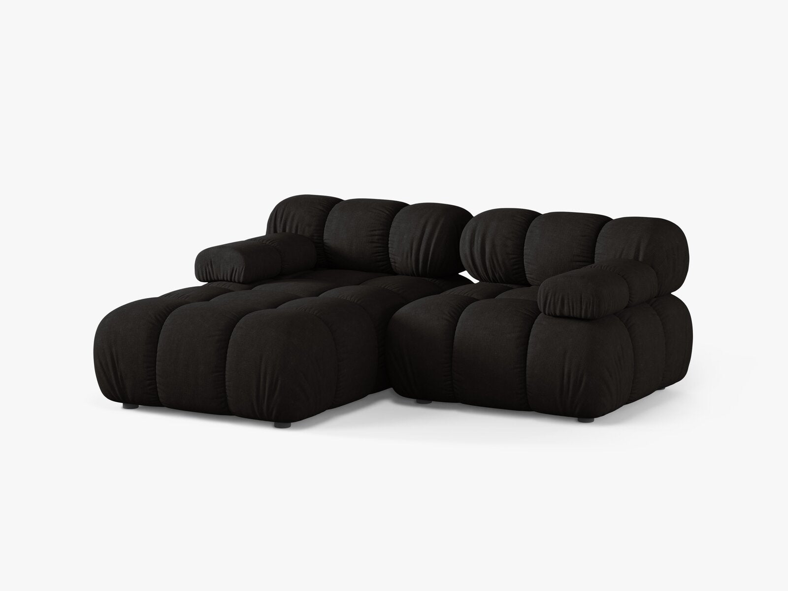 Micadoni Modulares Ecksofa Bellis 3-Sitzer Links Strukturierter Stoff Liberty Schwarz