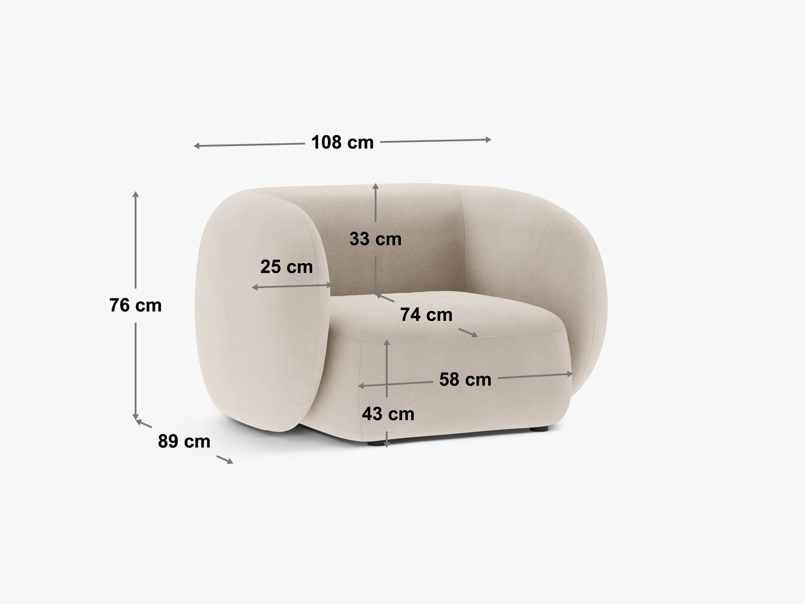 Micadoni Sessel Kate 1-Sitzer Boucle Baloo Dunkel-Olivgrün
