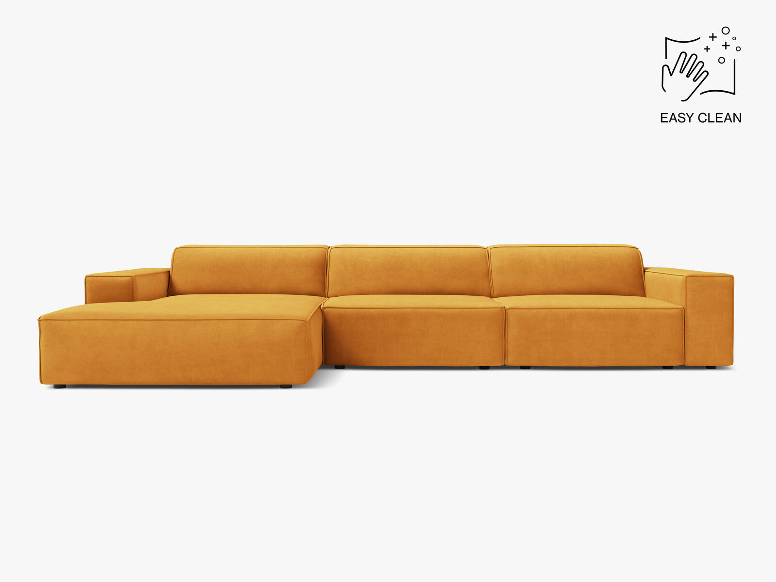 Micadoni Ecksofa Jodie 4-Sitzer Samt Venus Gelb Links