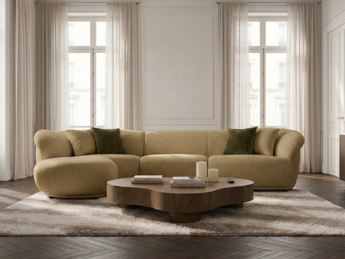 Bobochic Nora Ecksofa Chenille Hellbraun Ecke links