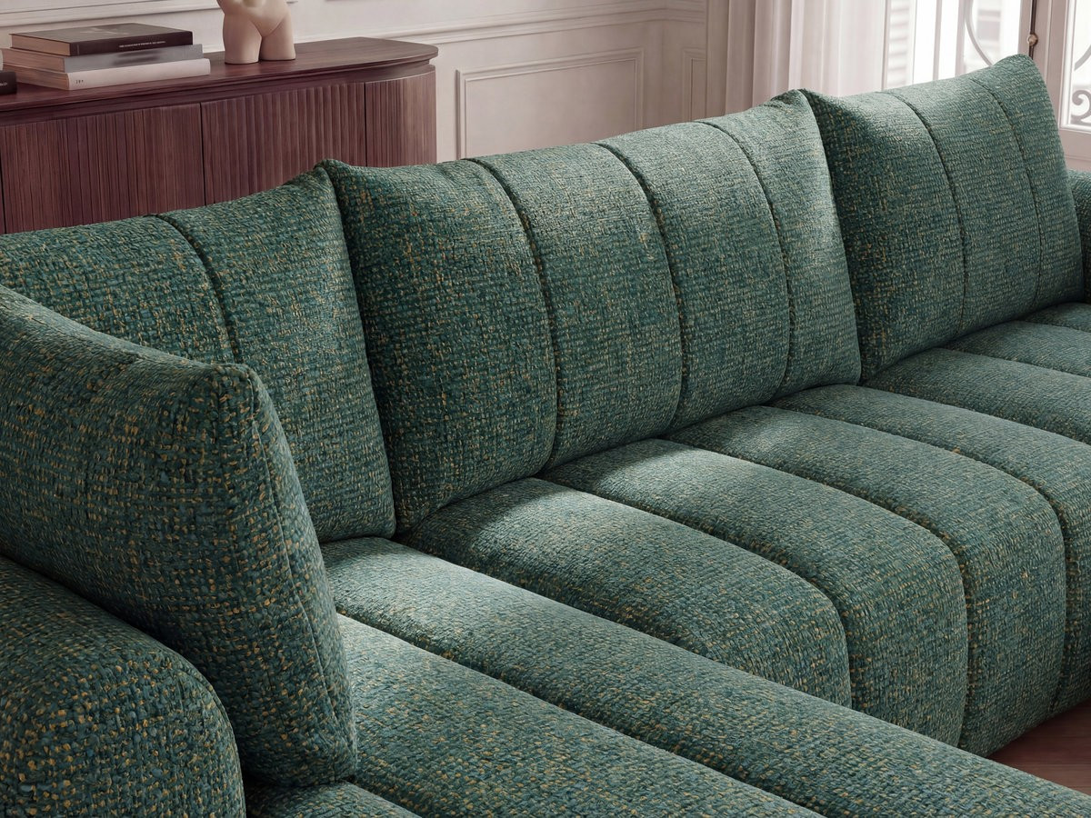 Bobochic Nesty Wohnlandschaft mit Pouf Melange-Stoff Dunkelgrün Ecke rechts