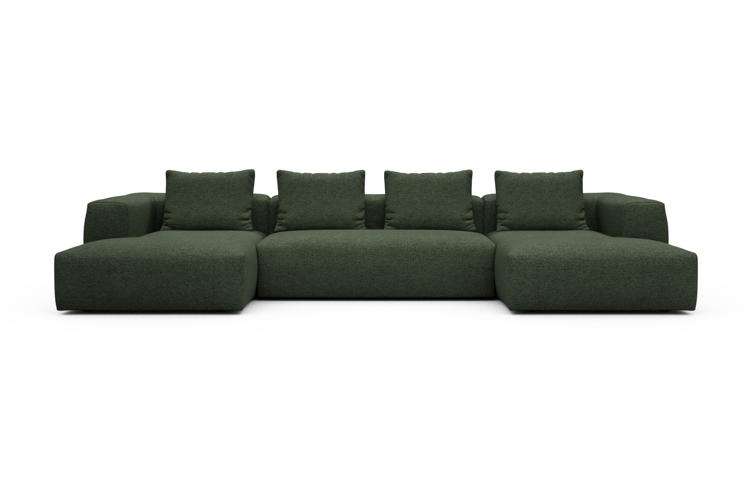 Skandi Home Wohnlandschaft Fred mit 2-Sitzer und Chaiselongue beidseitig Vanora-Deep-Green moebelfaktor