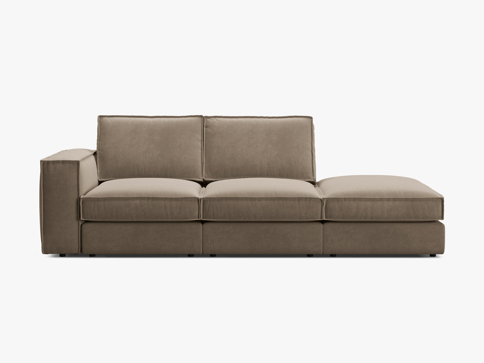 Micadoni modulares offenes Sofa Pola 3-Sitzer Rechts Samt Salvador Grau Braun