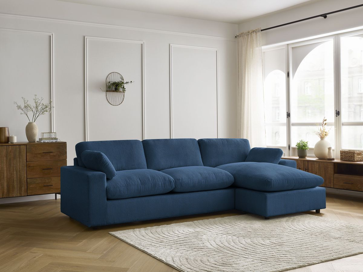 Bobochic Belair Ecksofa 280 × 139 cm Cordsamt Dunkelblau