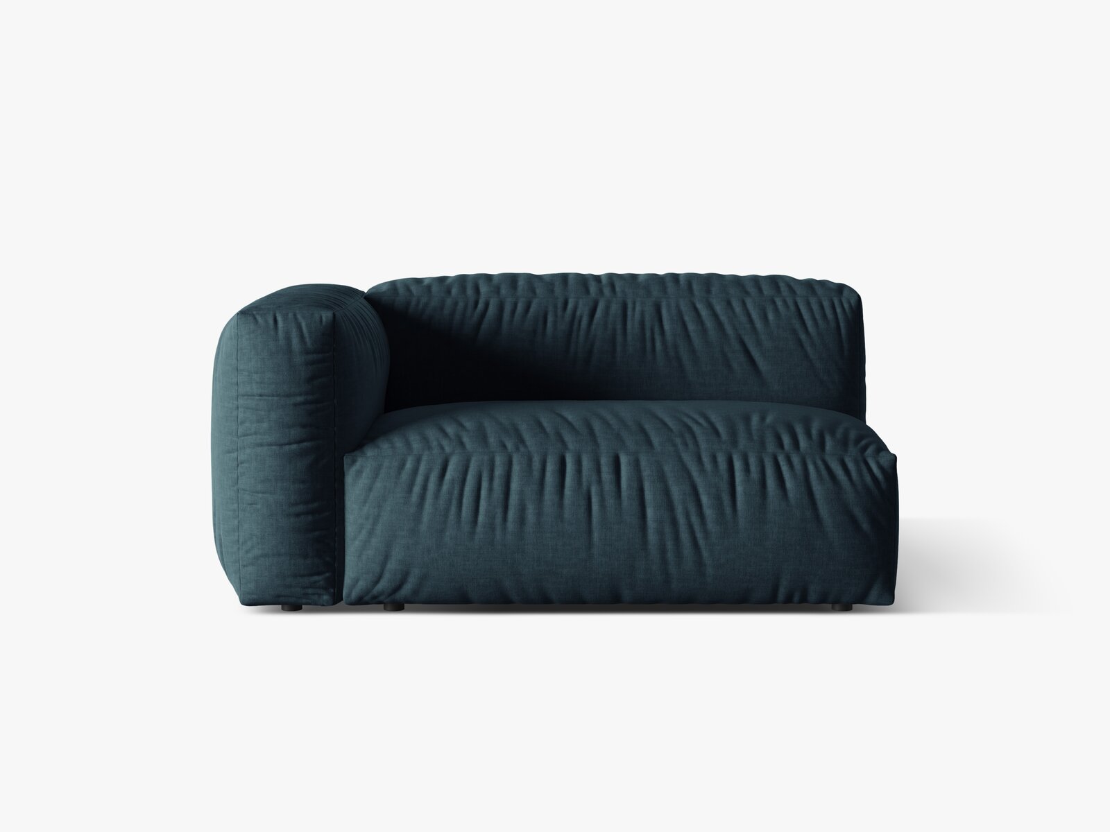 Micadoni Eckmodul Martina 1-Sitzer Groß Links Strukturierter Stoff Boston Jeansblau