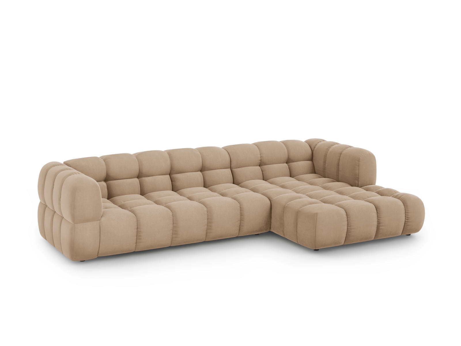 Cosmopolitan Design Ecksofa Sky 4-Sitzer große Version Samt Casino Mandelbeige Rechts