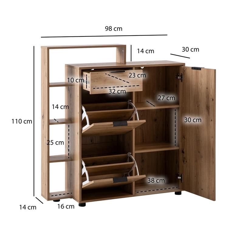 Schuhschrank Erfjord Braun 98 × 30 × 110 cm